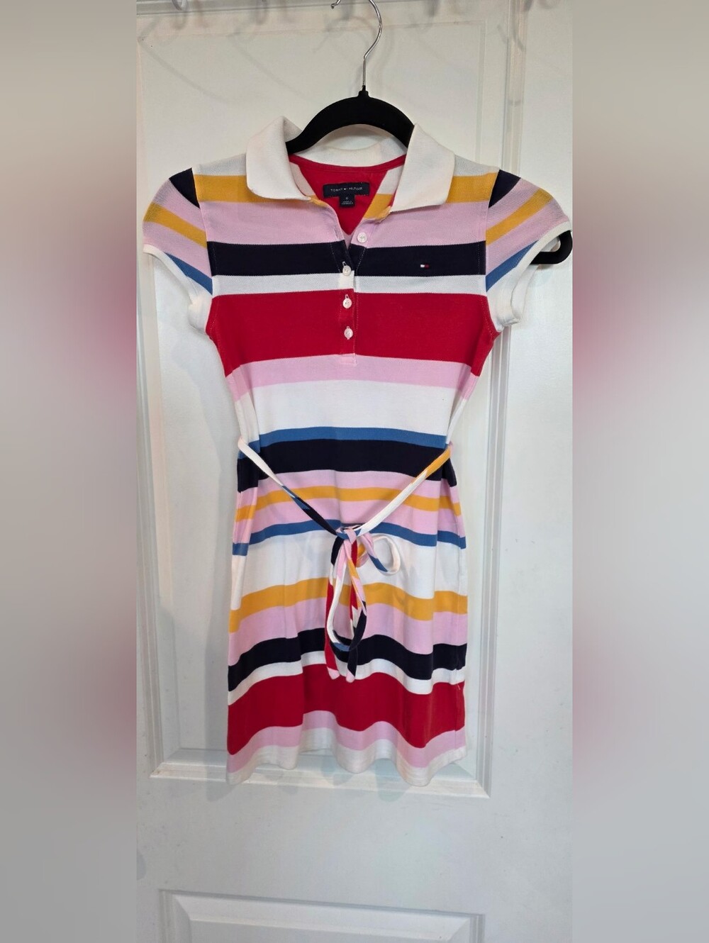 Tommy Hilfiger Striped Polo Midi Dress in Red, Pink, Navy, Yellow, White